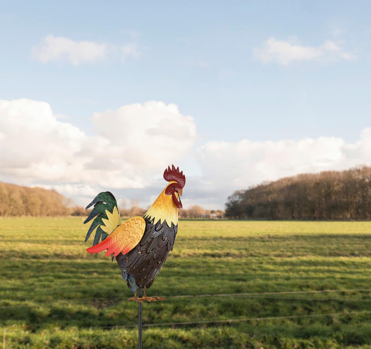 Solarleuchte 3000k, Warmweiß - Gelb/Schwarz, Design, Metall (28,5/13/100cm) - Globo