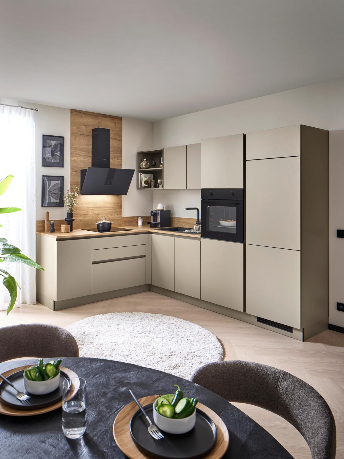 Eckküche Win - Eichefarben/Creme, MODERN, Holzwerkstoff (205,2/278,2cm) - Express-Kuechen