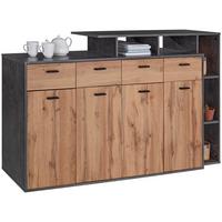 KOMODA TOM 4 -BP- - šedá/barvy dubu, Moderní, dřevo/plast (190/105/40cm)