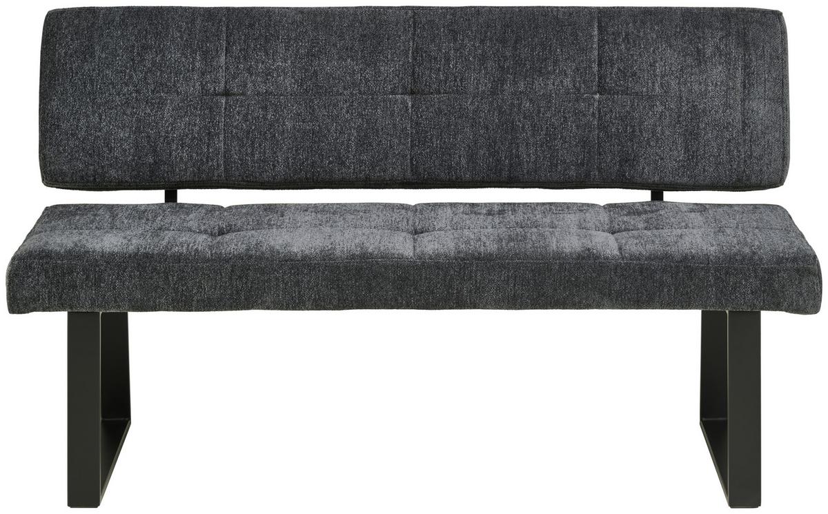 Sitzbank Magnus Dunkelgrau, B: 140 Cm - Dunkelgrau/Schwarz, LIFESTYLE, Textil/Metall (140/85/56,5cm) - MID.YOU