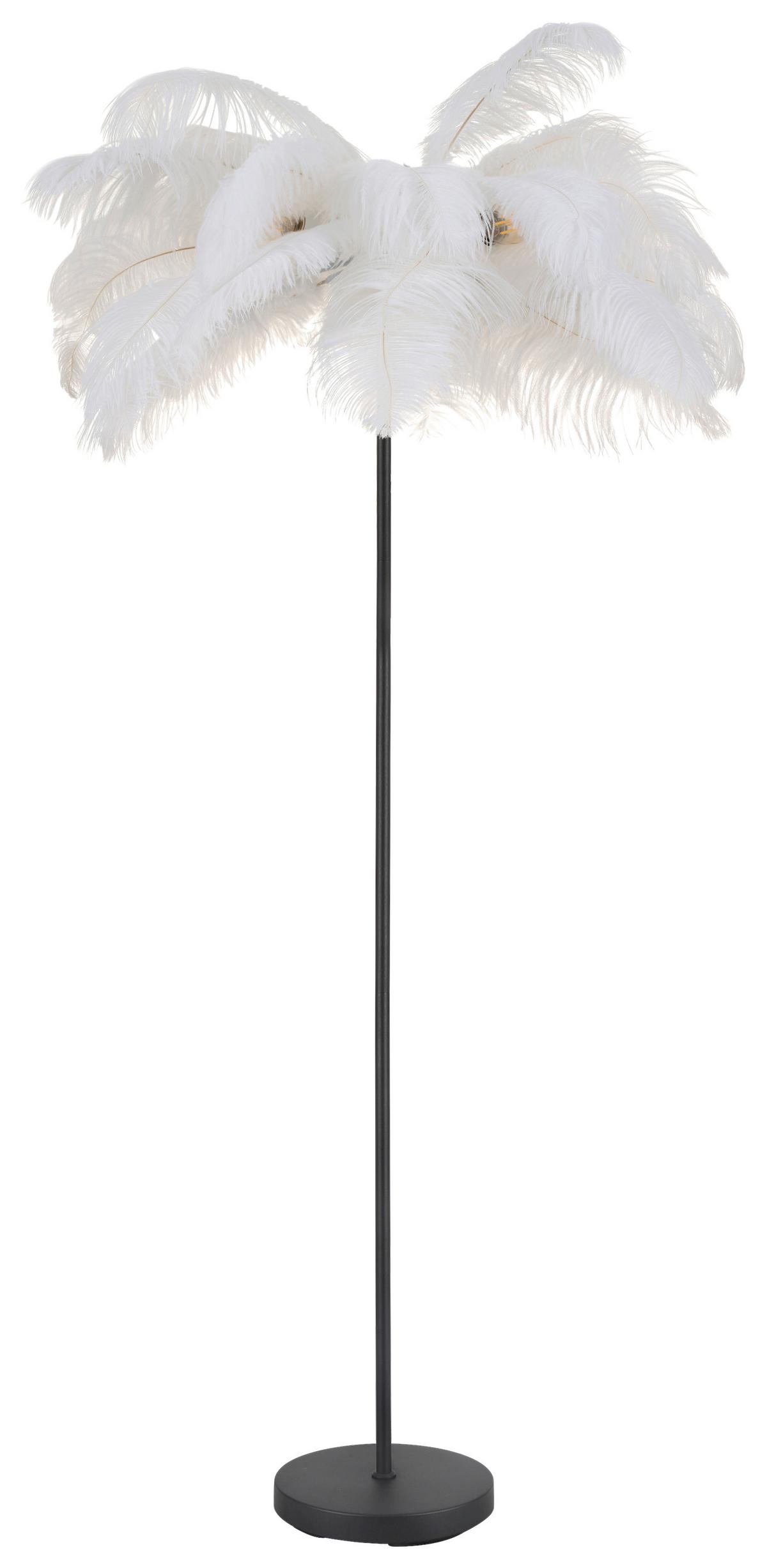 Stehleuchte Fedi - Schwarz/Weiß, MODERN, Textil/Metall (55/160cm)