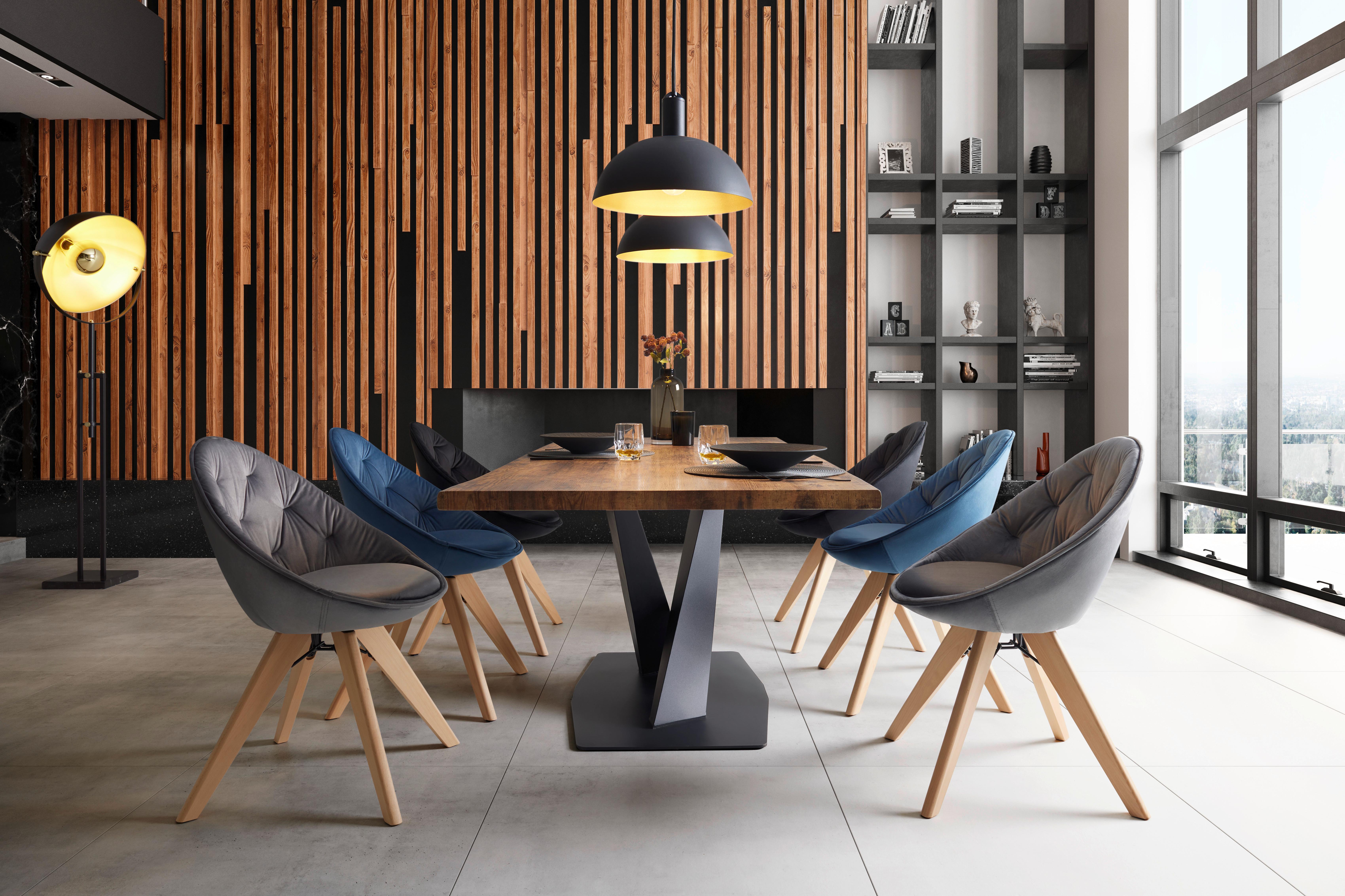 Jídelní Stůl Lucas 200x90 Cm - černá/barvy vlašských ořechů, Moderní, kov (200/90/76cm) - Bessagi Home