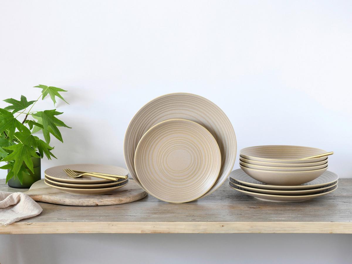 Kombinovaný servis 12- dielny, piesková - piesková, Basics, keramika - Creatable