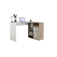 Schreibtischkombination Leni Weiß/Eiche Dekor L: 110cm - Eichefarben/Weiß, MODERN, Holzwerkstoff (110/85/74cm) - MID.YOU