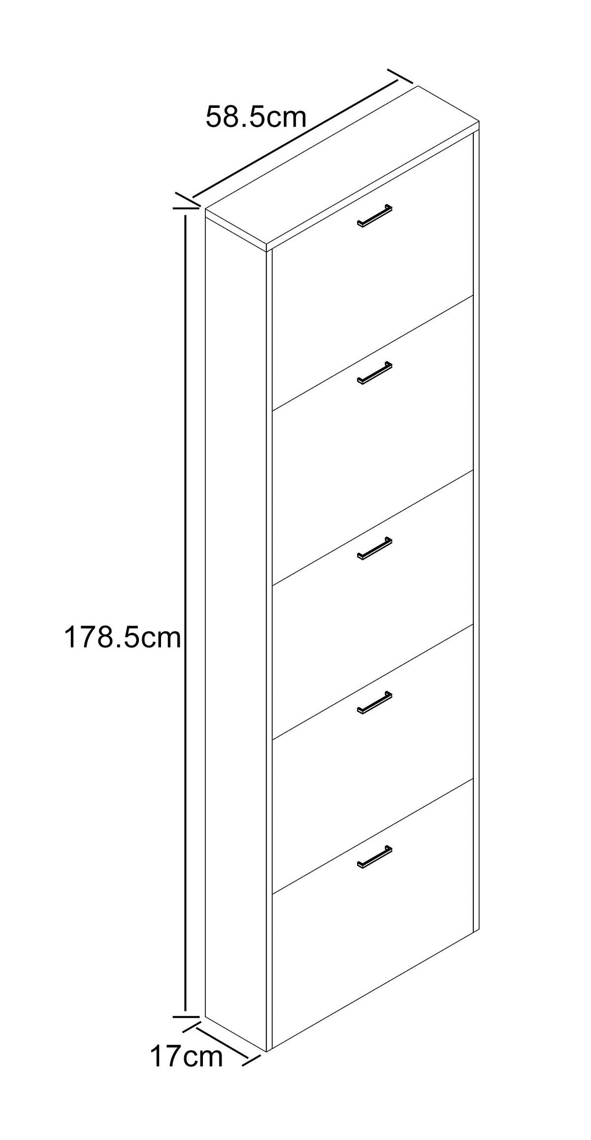 Schuhschrank Sulos Anthrazit B: 59 cm - Anthrazit, Design, Holzwerkstoff (59/179/17cm) - MID.YOU