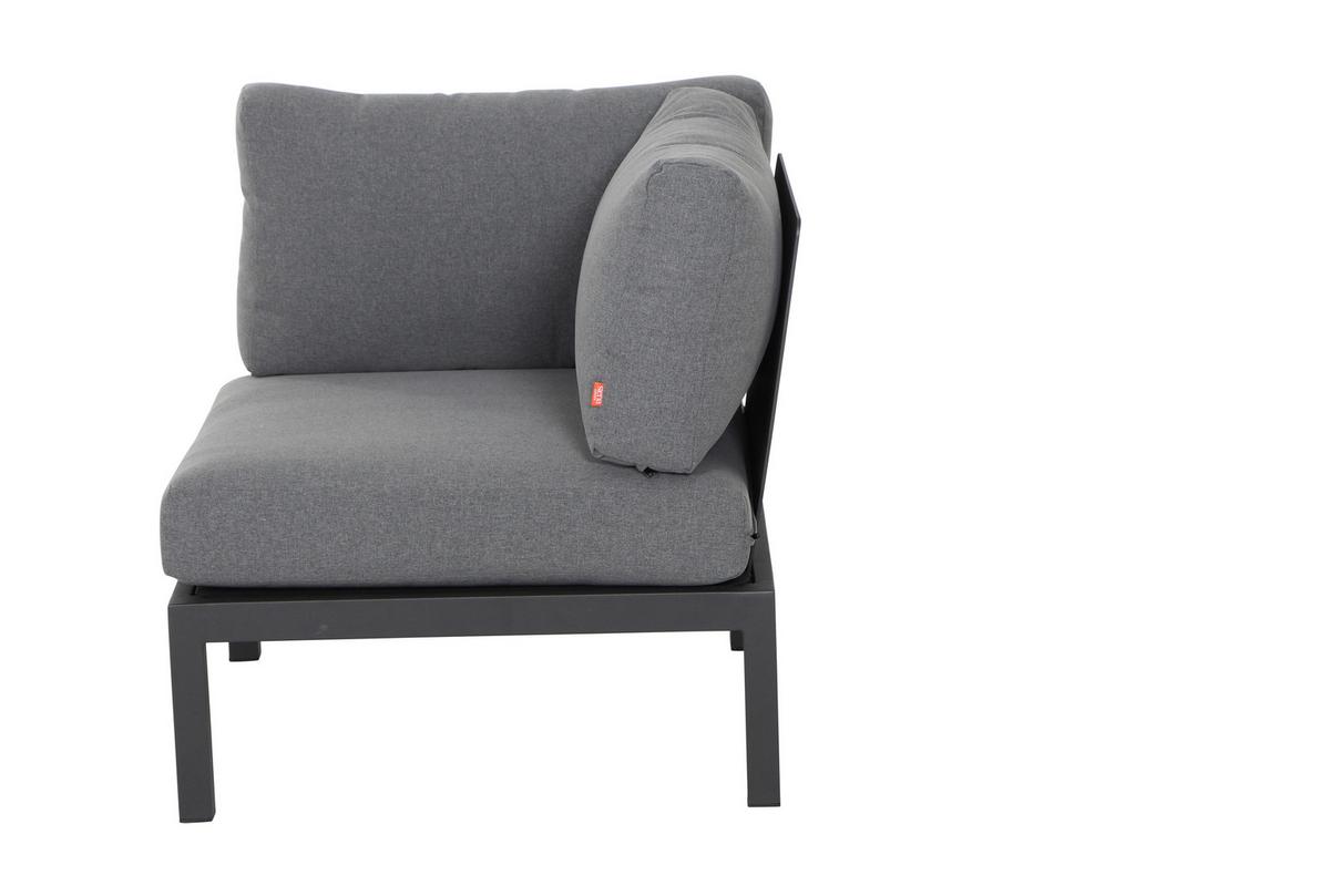 Loungegarnitur 4-Tlg Teakholz/Metall mit Kissen - Anthrazit/Grau, KONVENTIONELL, Holz/Textil (252/84/252cm) - Siena Garden