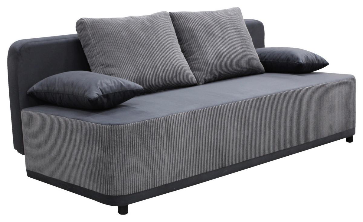 Schlafsofa Stella Grau B: 197 cm - Schwarz/Grau, Design, Textil (197/90/83cm) - MID.YOU