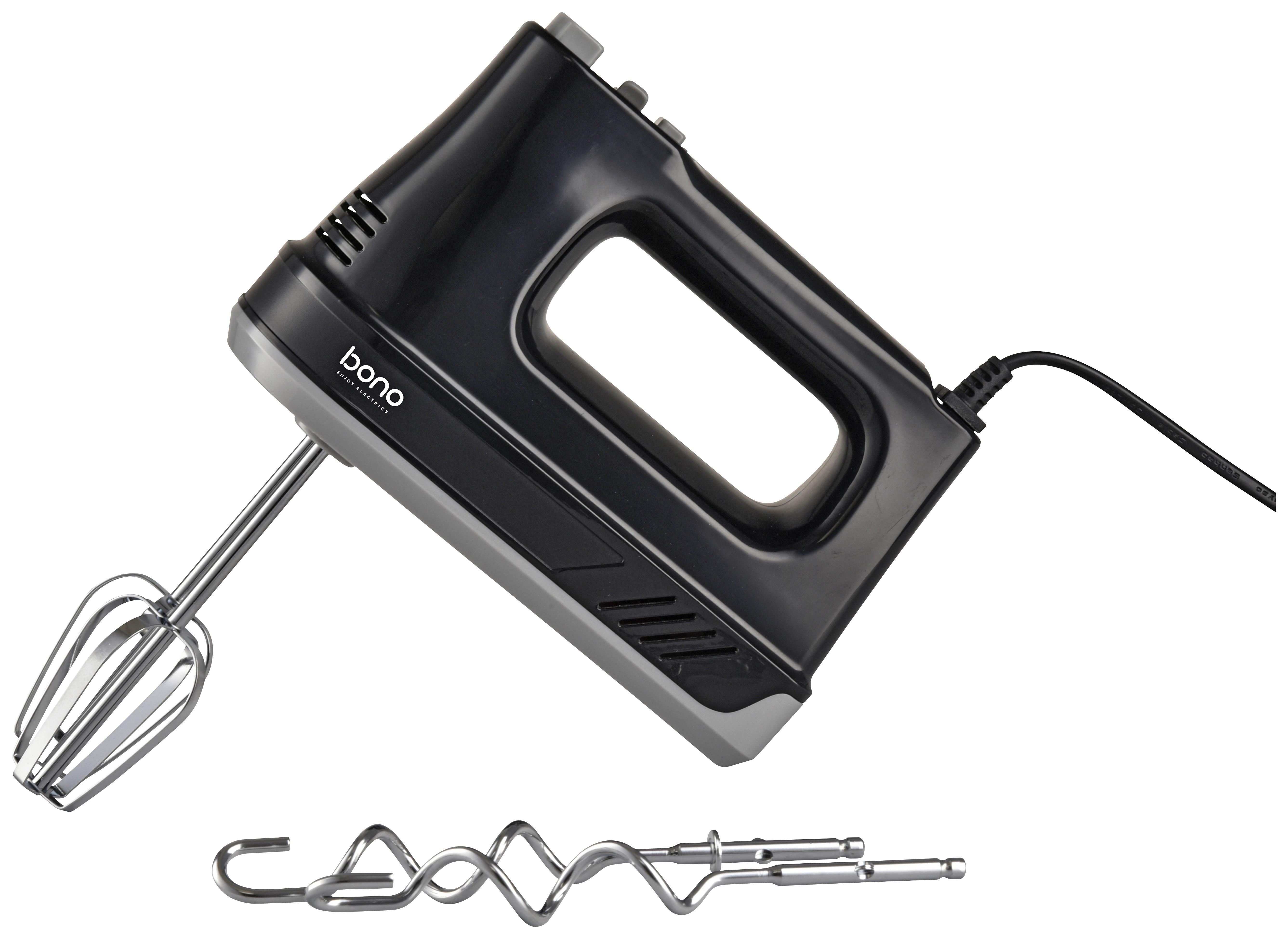 Handmixer Mona Grau/Schwarz 300 W mit Quirl und Knethaken - Schwarz/Grau, KONVENTIONELL, Kunststoff/Metall (18,3/7/25cm) - Bono