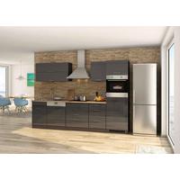 Küchenzeile Mailand mit Geräten 300 cm Anthrazit Elegant - Eichefarben/Anthrazit, MODERN, Holzwerkstoff (300cm) - Held