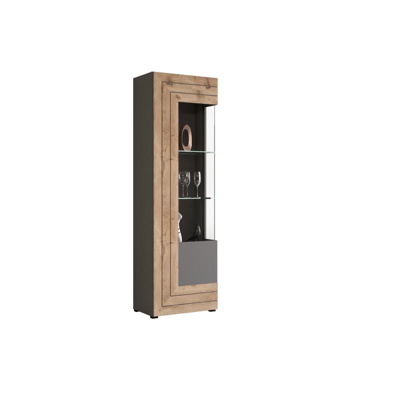 Vitrine Freno B: 60 cm Grau Nb Nox Oak Dekor - KONVENTIONELL, Glas/Holzwerkstoff (60/194/37cm) - MID.YOU