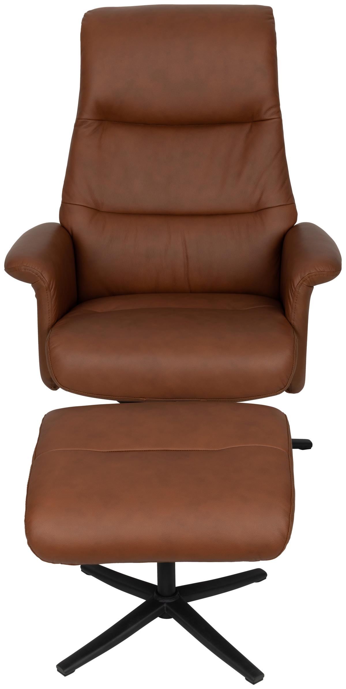Relaxsesselset Repose Kupferfarben B: 76 cm - Schwarz/Kupferfarben, Design, Leder/Textil (76/107/79cm) - Livetastic