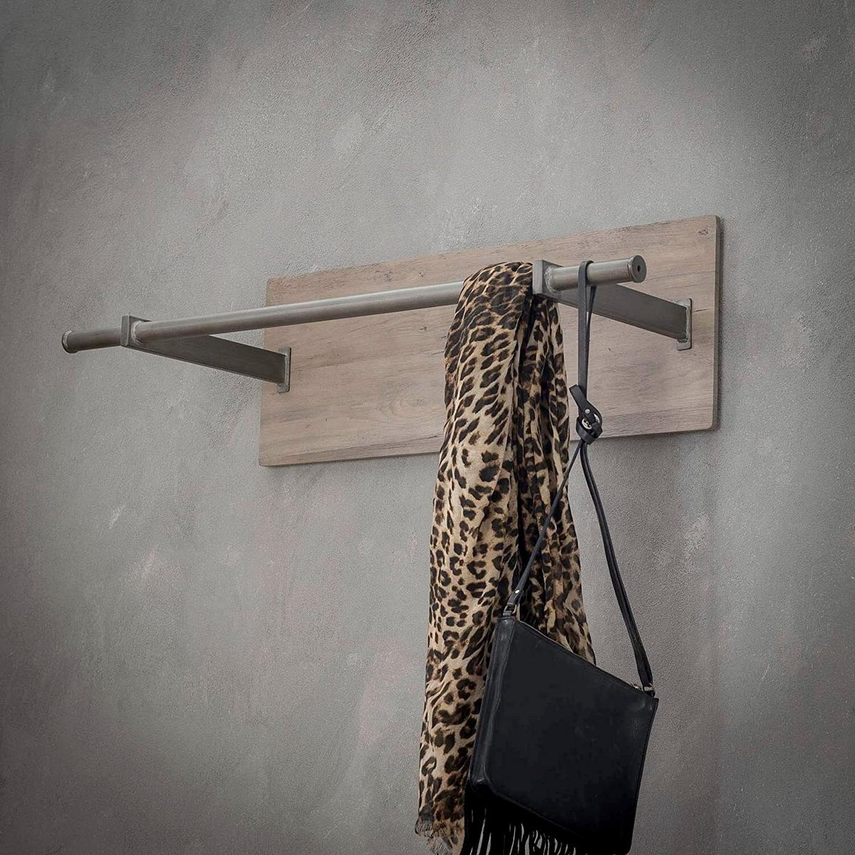 Wandgarderobe Eiche/Silberfarben B: 85 cm - Eichefarben/Silberfarben, Design, Holzwerkstoff/Metall (85/25/30cm) - Livetastic