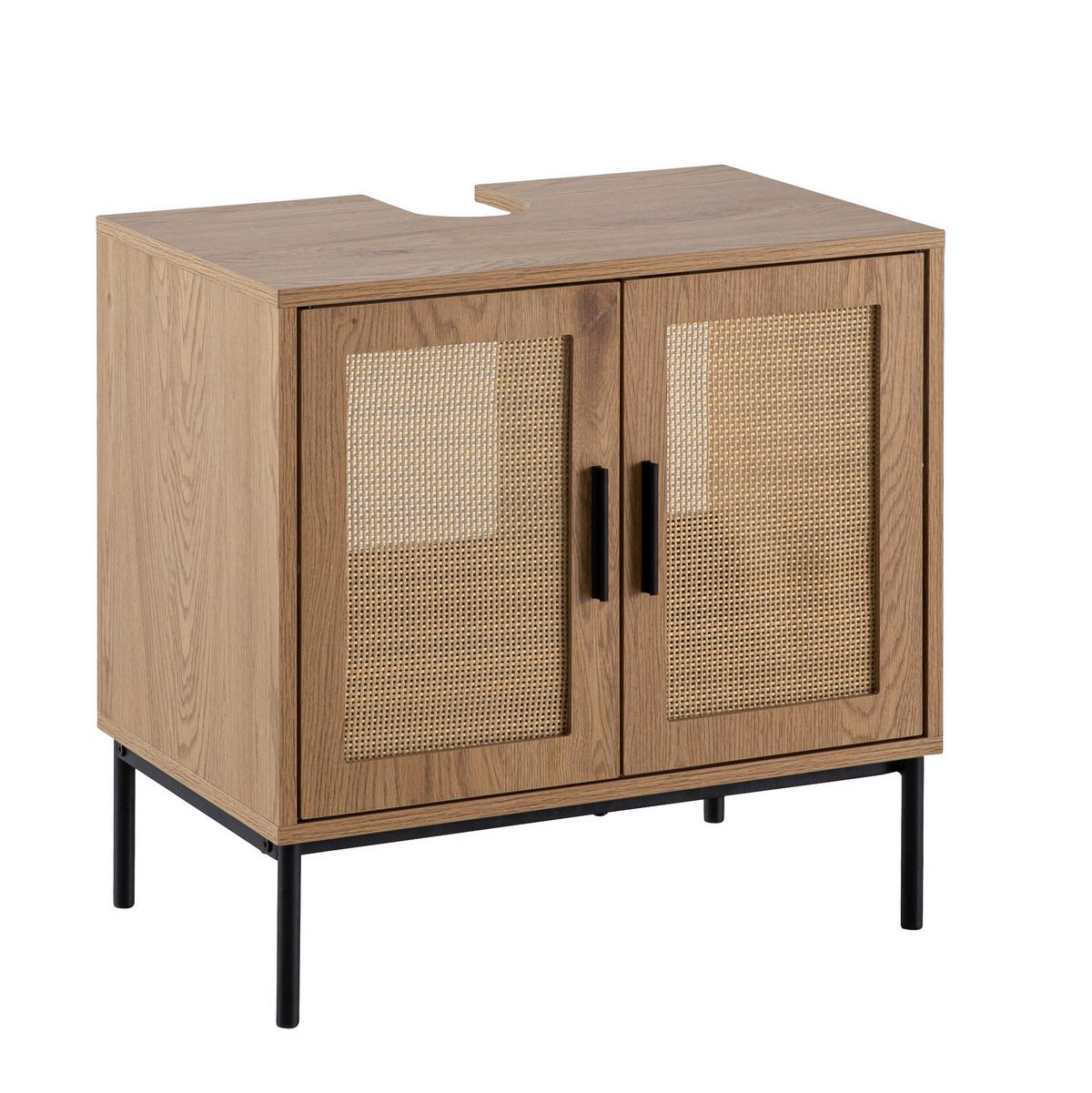 Waschbeckenunterschrank Eichefarben Dekor B: 60 cm - Eichefarben/Schwarz, Design, Holzwerkstoff (60/60/40cm) - MID.YOU