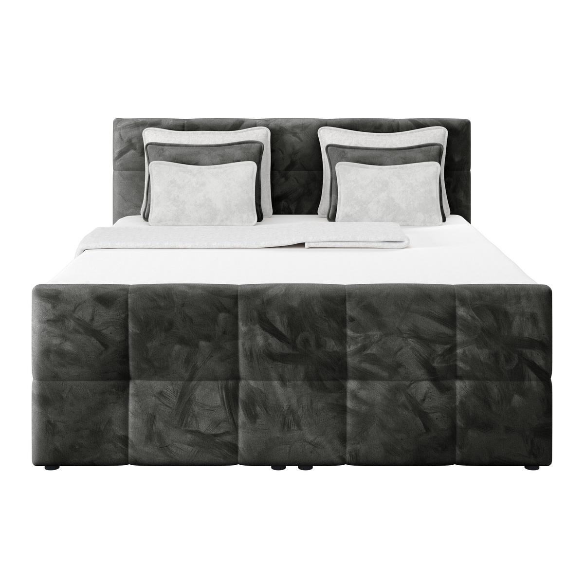 Boxspringbett mit Topper und Bettkasten 160x200 cm Medino - Anthrazit, KONVENTIONELL, Holz/Holzwerkstoff (160/200cm) - Luca Bessoni