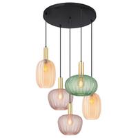 Hängeleuchte Bunti - Pink/Goldfarben, MODERN, Glas/Metall (65/60/120cm)