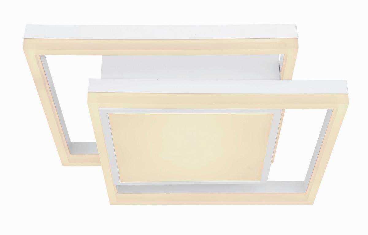 Led-deckenleuchte L: 41,5 Cm Mit Smartphone-Steuerung - Opal/Weiß, Basics, Kunststoff/Metall (41,5/41,5/10,5cm) - Globo