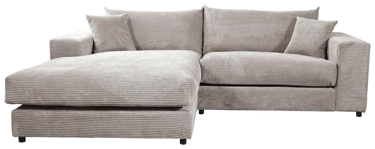 Ecksofa Funny S Links, Grau Schenkel: 180x265 cm - Schwarz/Grau, Basics, Textil (180/265cm) - Livetastic