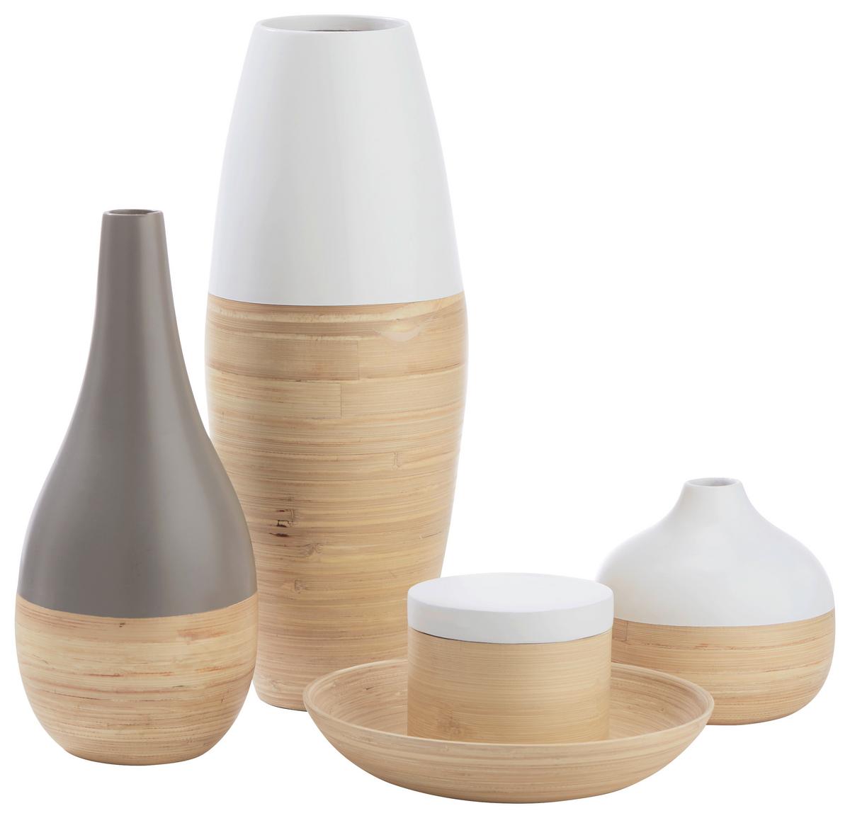 VÁZA NATURELLE - biela/prírodná farba, drevo (18/17cm) - Zandiara