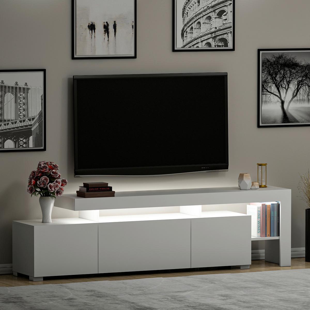 Lowboard Beliz, Weiß B: 192 Cm - Weiß, Design, Holzwerkstoff (192/53/37cm) - Livetastic