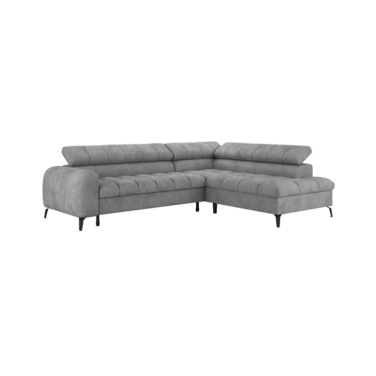 Ecksofa Volf Rechts New Grau, S: 261x203 cm - Schwarz/Grau, Trend, Kunststoff/Textil (261/203cm)