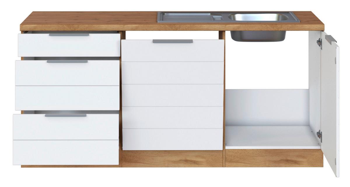 Eckküche Florenz ohne Geräte 240x270 cm Weiß/Eichefarben - Eiche Wotan/Weiß, Design, Holzwerkstoff (240/270cm) - Held