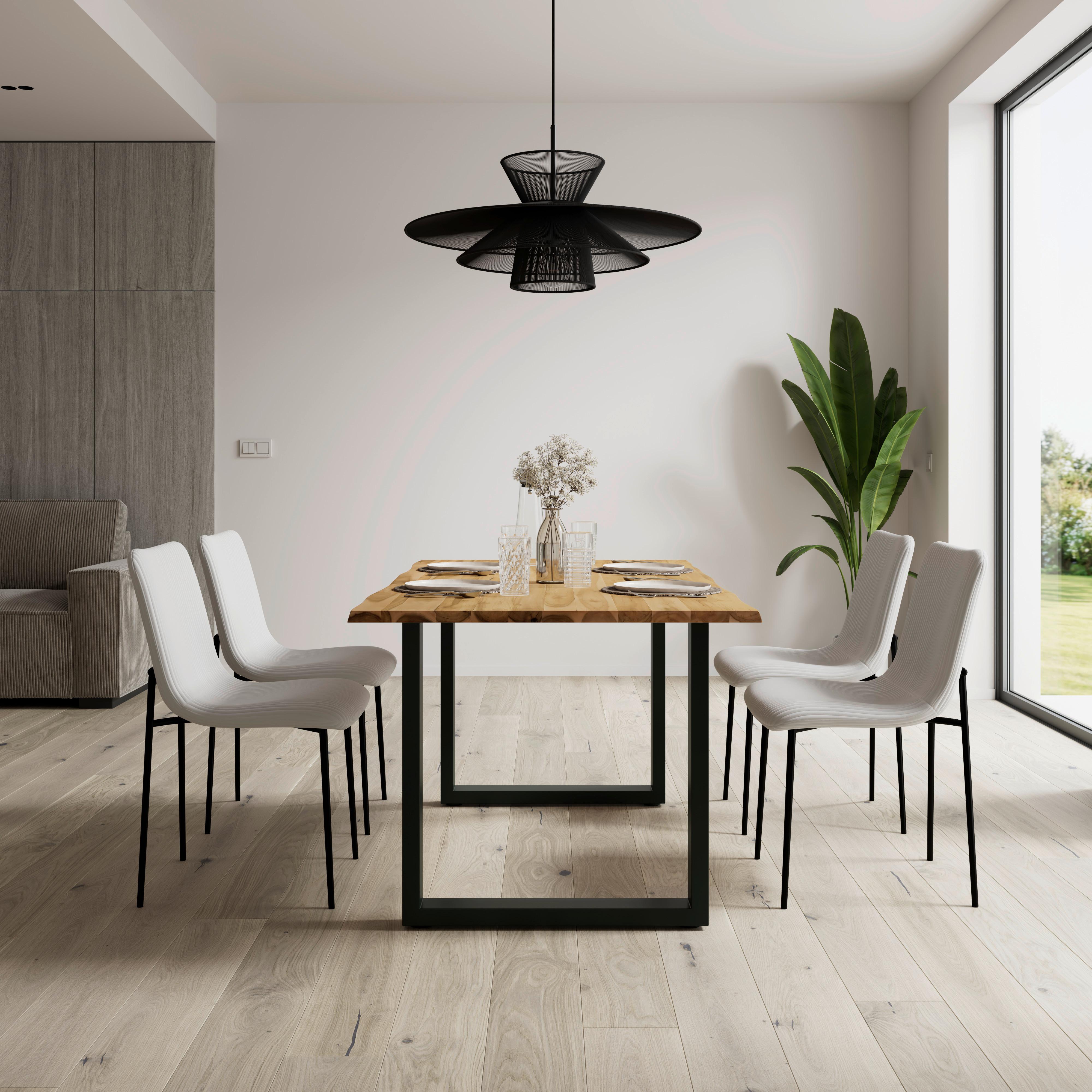Jedálenský stôl Filo, š: 160 cm - čierna/farba akácie, Modern, kov/drevo (160/90/76cm) - Bessagi Home