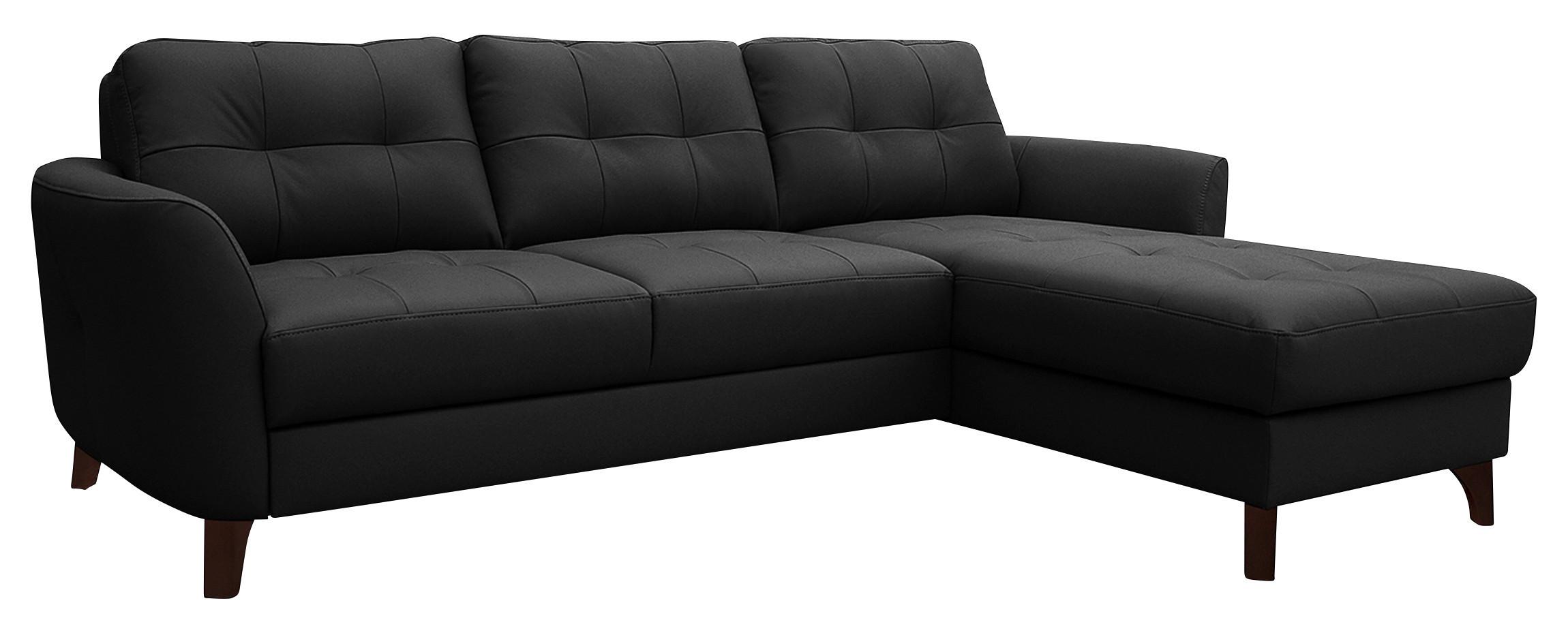 Ecksofa Nordic Schwarz S: 238x168 cm - Buchefarben/Schwarz, Design, Leder/Textil (238/168cm) - Livetastic