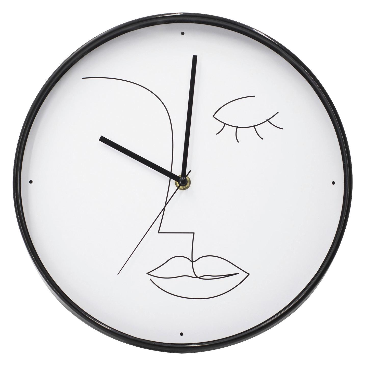 Nástěnné Hodiny Faces, Ø: 30cm - bílá/černá, Moderní, plast (30cm) - Modern Living
