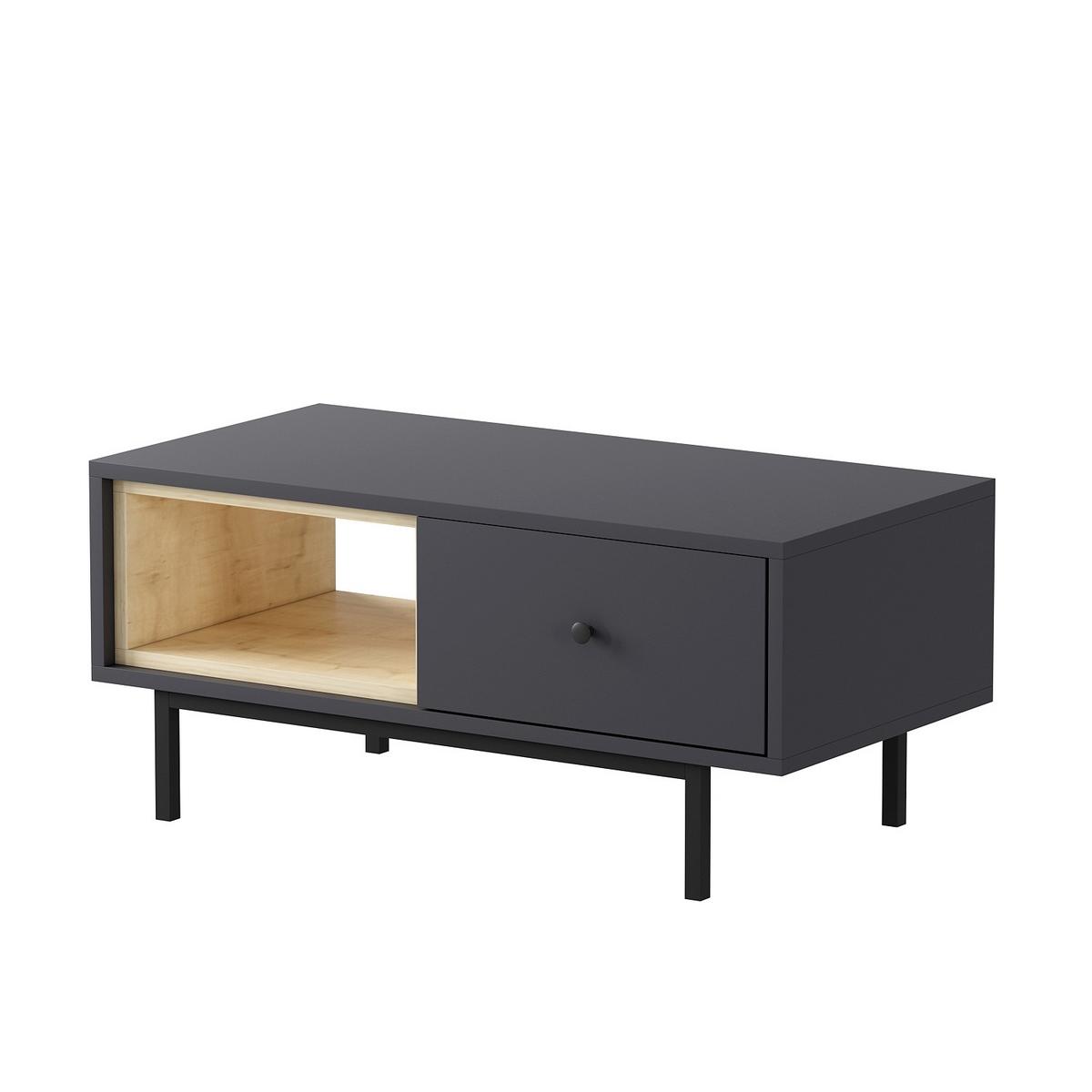 Couchtisch Naturel Anthrazit B: 90 Cm - Anthrazit/Schwarz, Design, Holzwerkstoff/Metall (90/45/40cm) - Livetastic