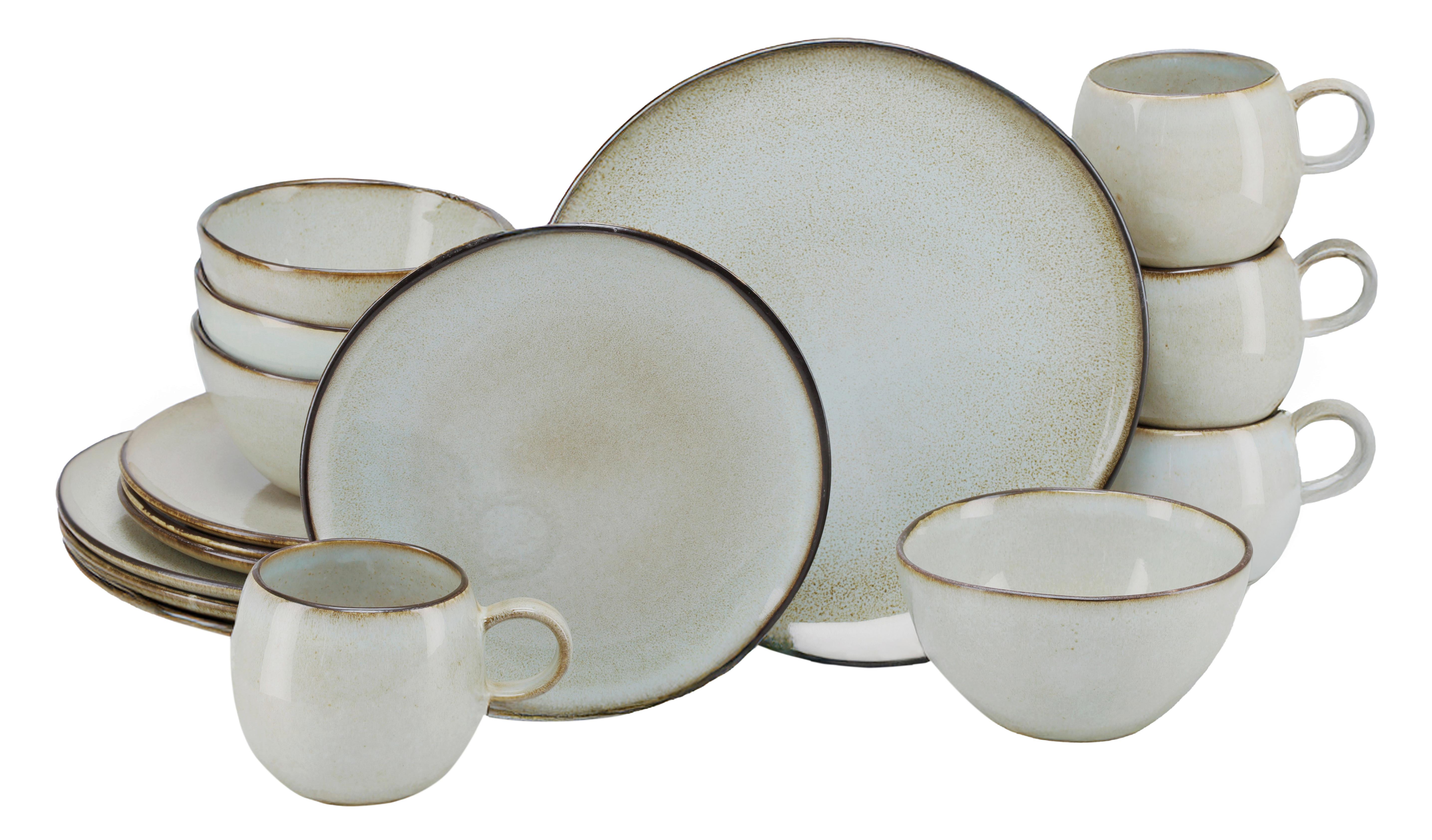 Kombiservice 16-Teilig. Steinzeug, hellgrau - Hellgrau, Basics, Keramik - Creatable