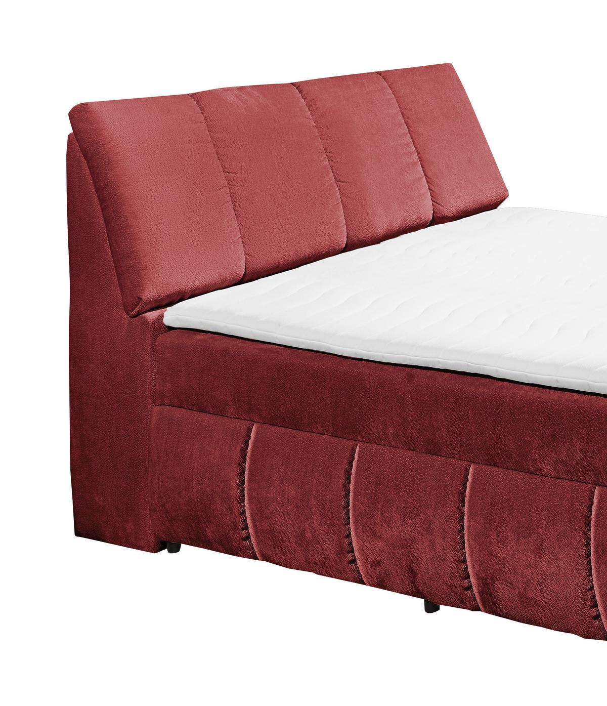 Boxbett Mit Topper+bettkasten 120x200 Cm Valencia - Rot/Schwarz, MODERN, Holzwerkstoff/Textil (120/200cm) - MID.YOU