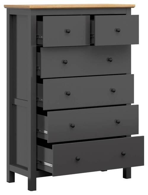 Kommode 101 Cm Hesen Chest Of Drawers, Graphitfarben - Graphitfarben/Eiche Artisan, Design, Holzwerkstoff (101/145/44cm)