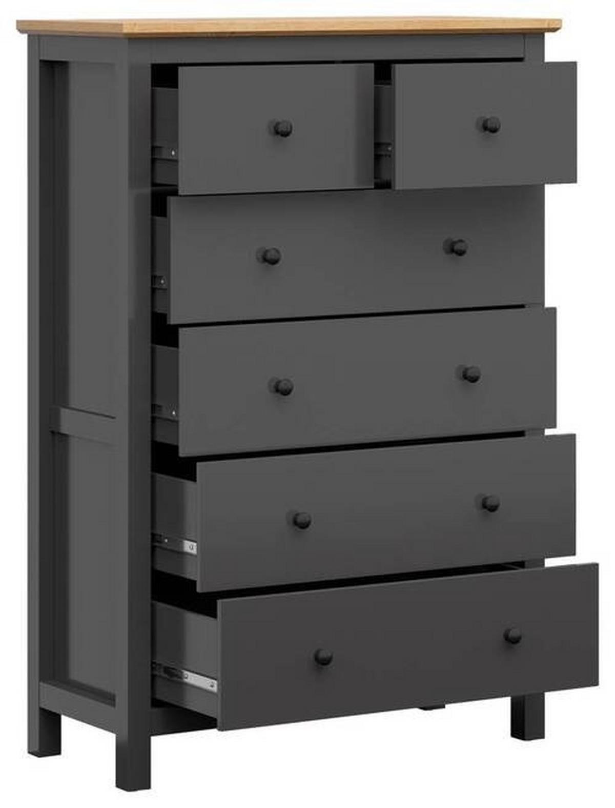 Kommode 101 Cm Hesen Chest Of Drawers, Graphitfarben - Graphitfarben/Eiche Artisan, Design, Holzwerkstoff (101/145/44cm)