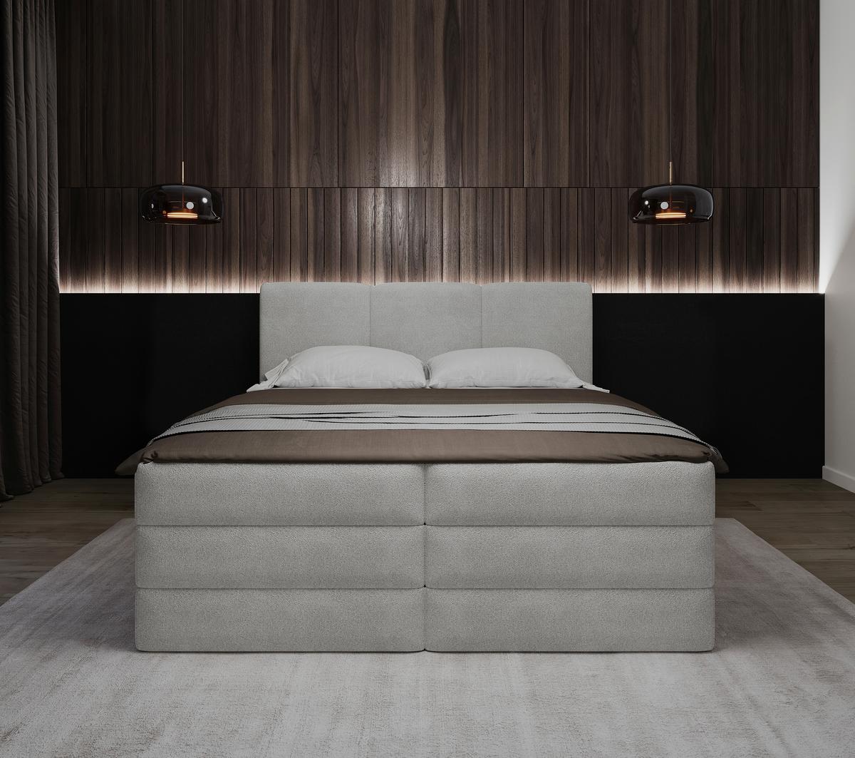 Boxspringbett mit Bettkasten 160x200 cm Castel V - Schwarz/Grau, MODERN, Holz/Holzwerkstoff (160/200cm) - MID.YOU