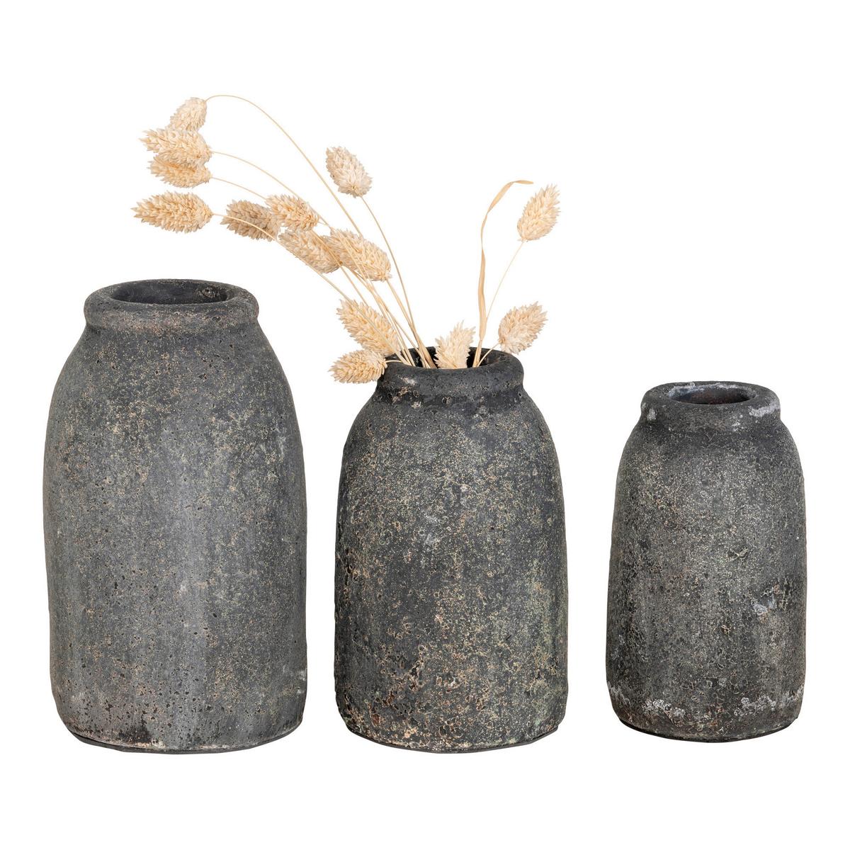 Vase Velas Keramik Grau Rund - Grau, Design, Keramik