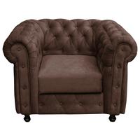 Chesterfield-Sessel Cardiff - Wengefarben/Braun, Basics, Textil (110/80/90cm) - P & B