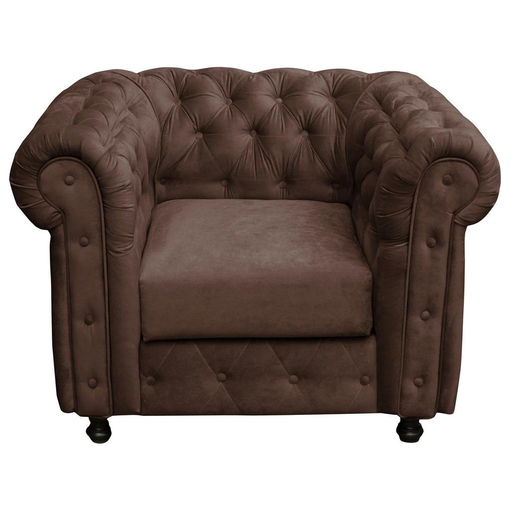 Chesterfield-Sessel Cardiff Samtbezug Braun