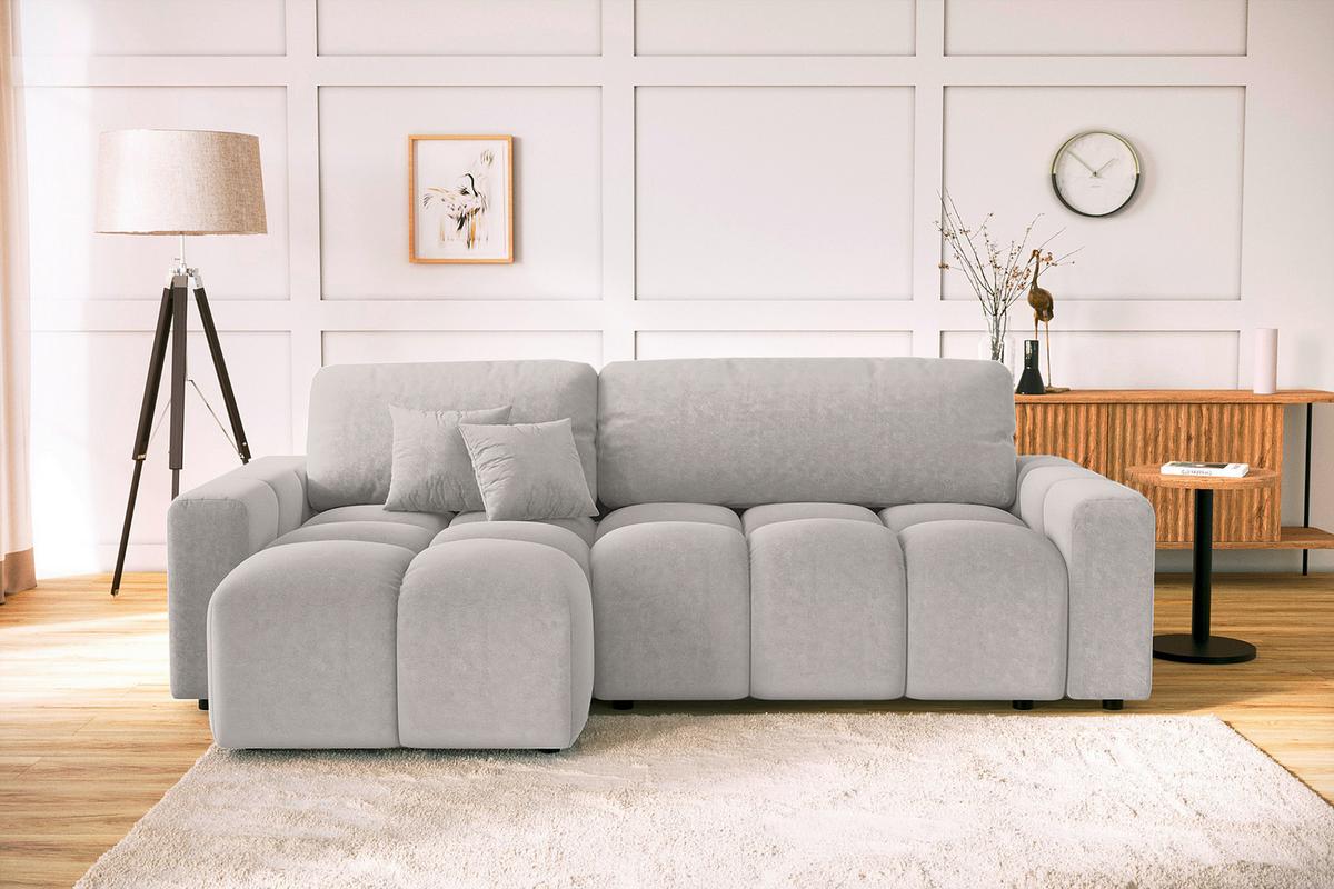 Ecksofa Luki Hellgrau S: 233x142 Cm - Hellgrau/Schwarz, Design, Textil (233/142cm) - Livetastic