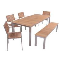 Gartentischgruppe Dallas/Denver - Silberfarben/Schwarz, Basics, Holz/Kunststoff - Gardenson