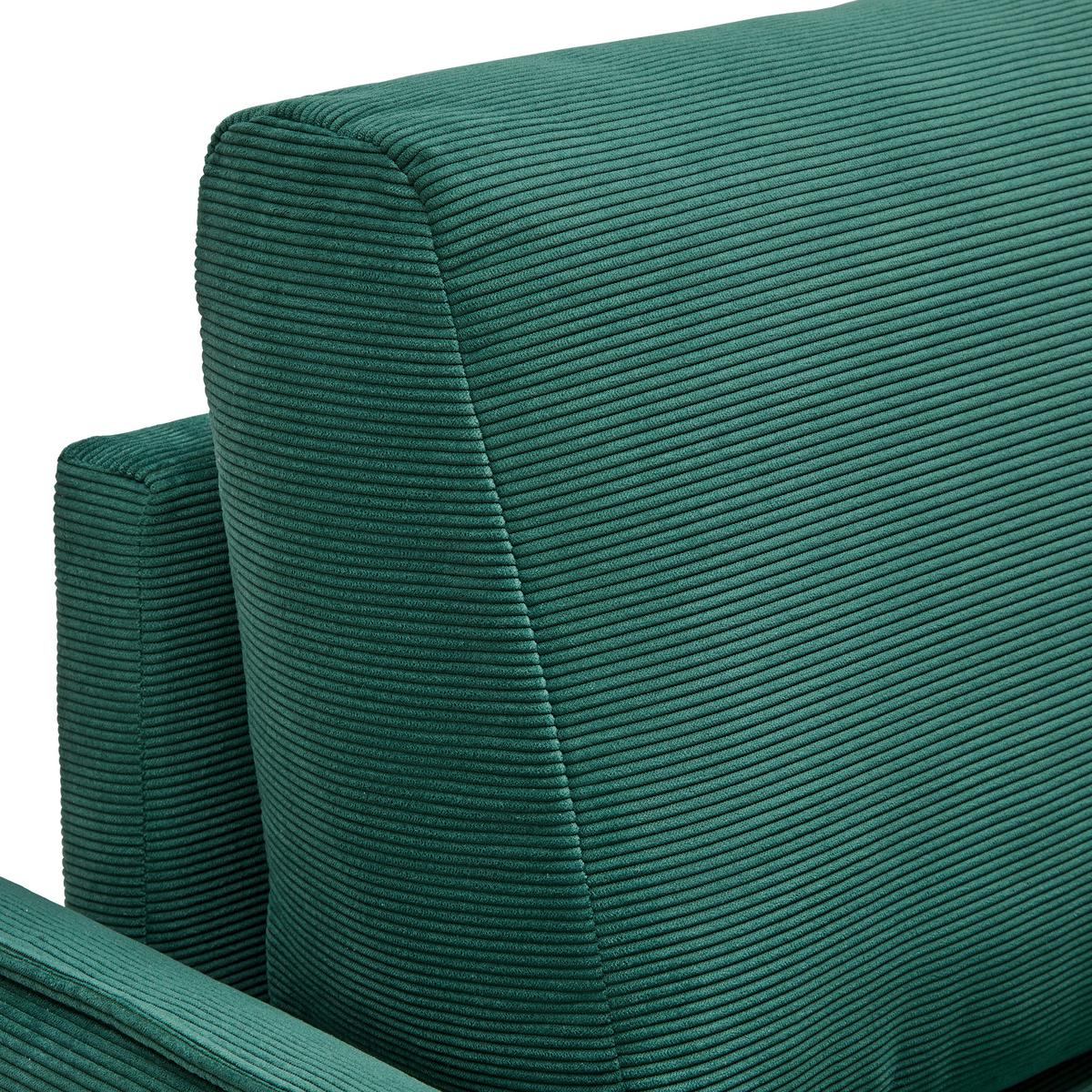 Třímístná pohovka CUSTOM, tmavě zelený manšestr - tmavě zelená/přírodní barvy, Moderní, dřevo/textil (183/85/92cm) - Mömax