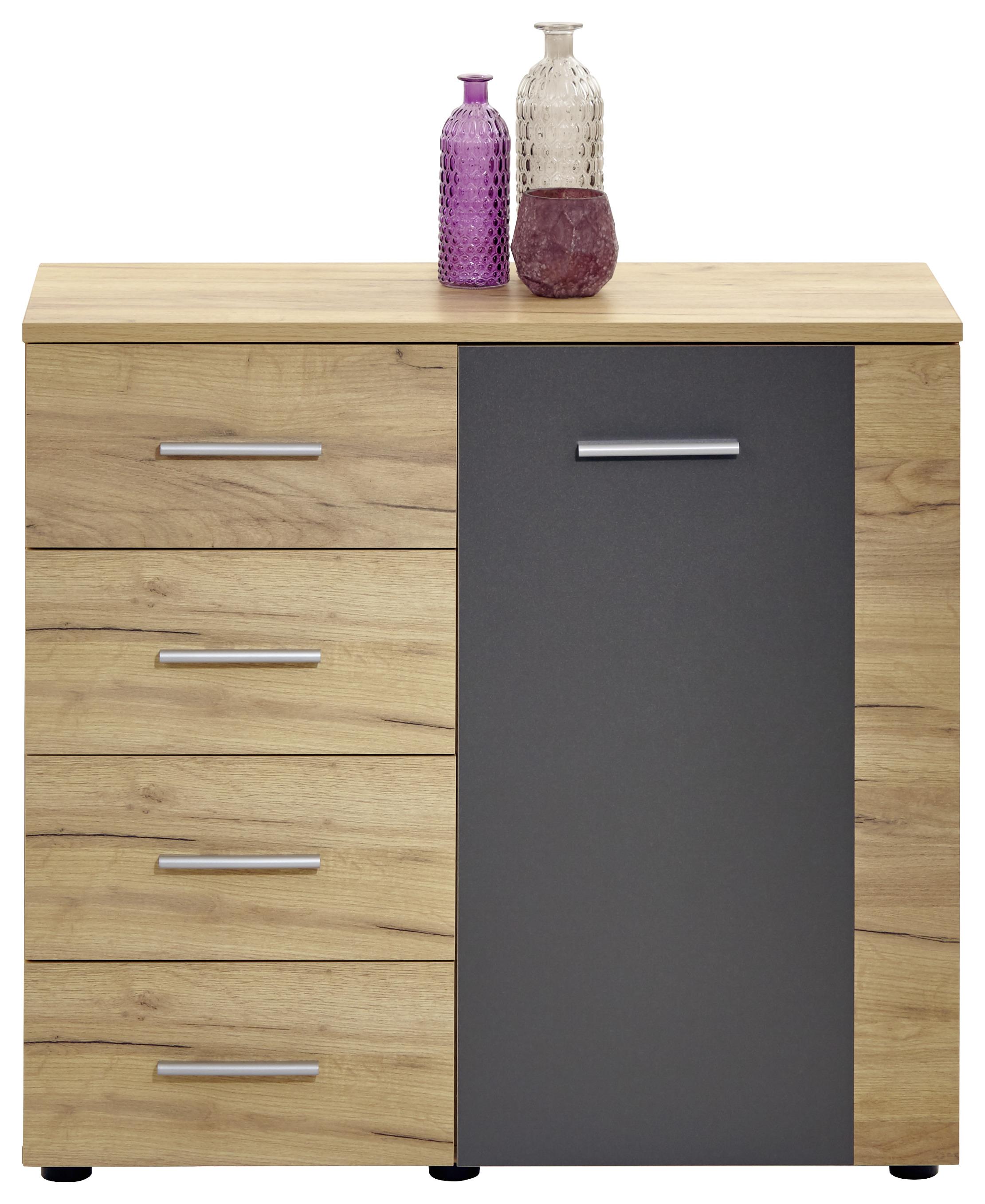 KOMODA UNO UNK04 - sivá/farba duba, Modern, kompozitné drevo (88/80/40cm)