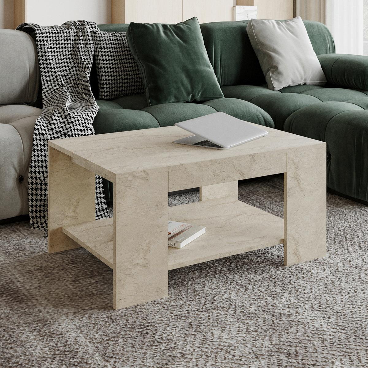 Couchtisch Lina Beige B: 90 Cm - Beige, Design, Holzwerkstoff (90/60/44cm) - Livetastic