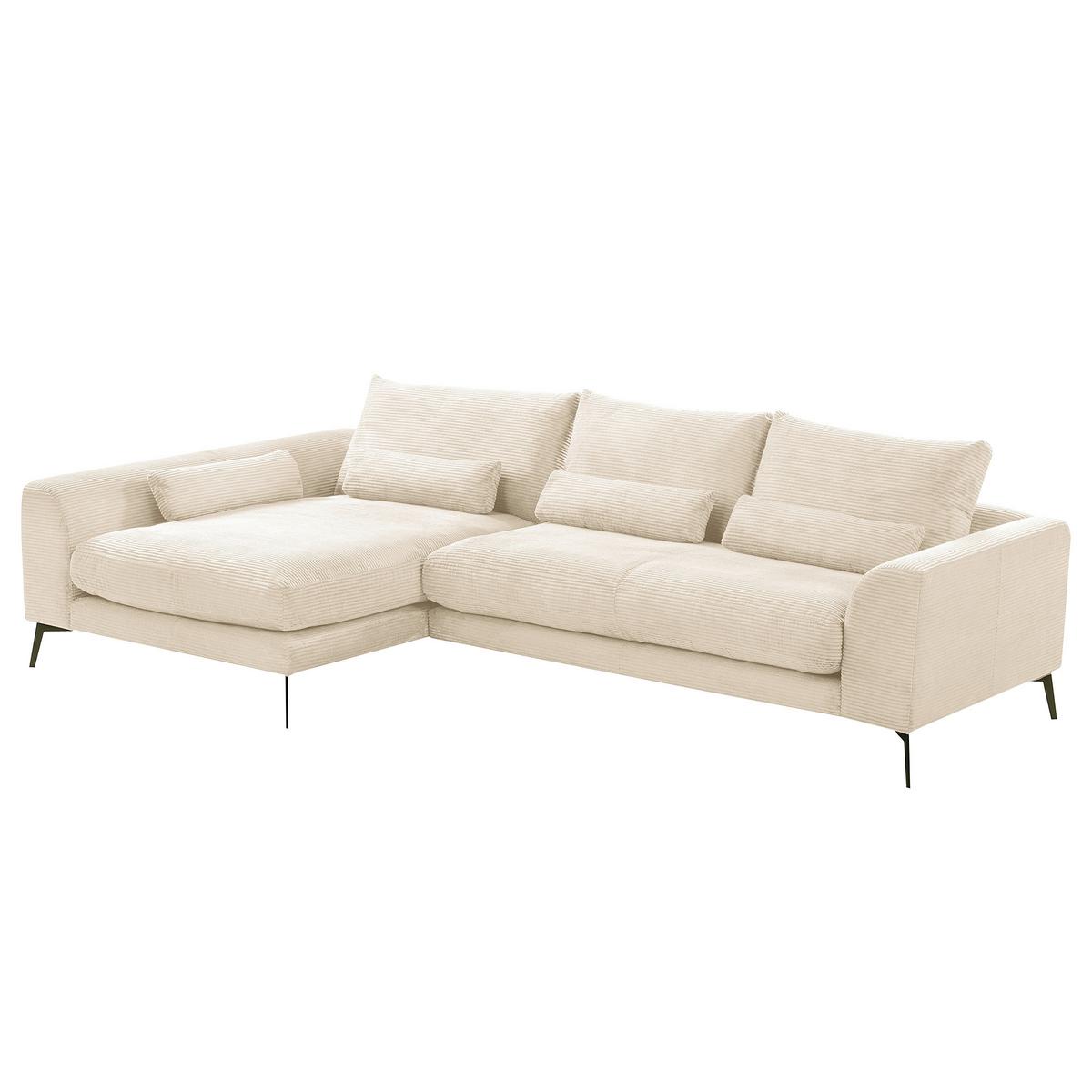Ecksofa Berlin Creme Cord 172x313 cm - Creme/Schwarz, Design, Textil (172/313cm) - P & B