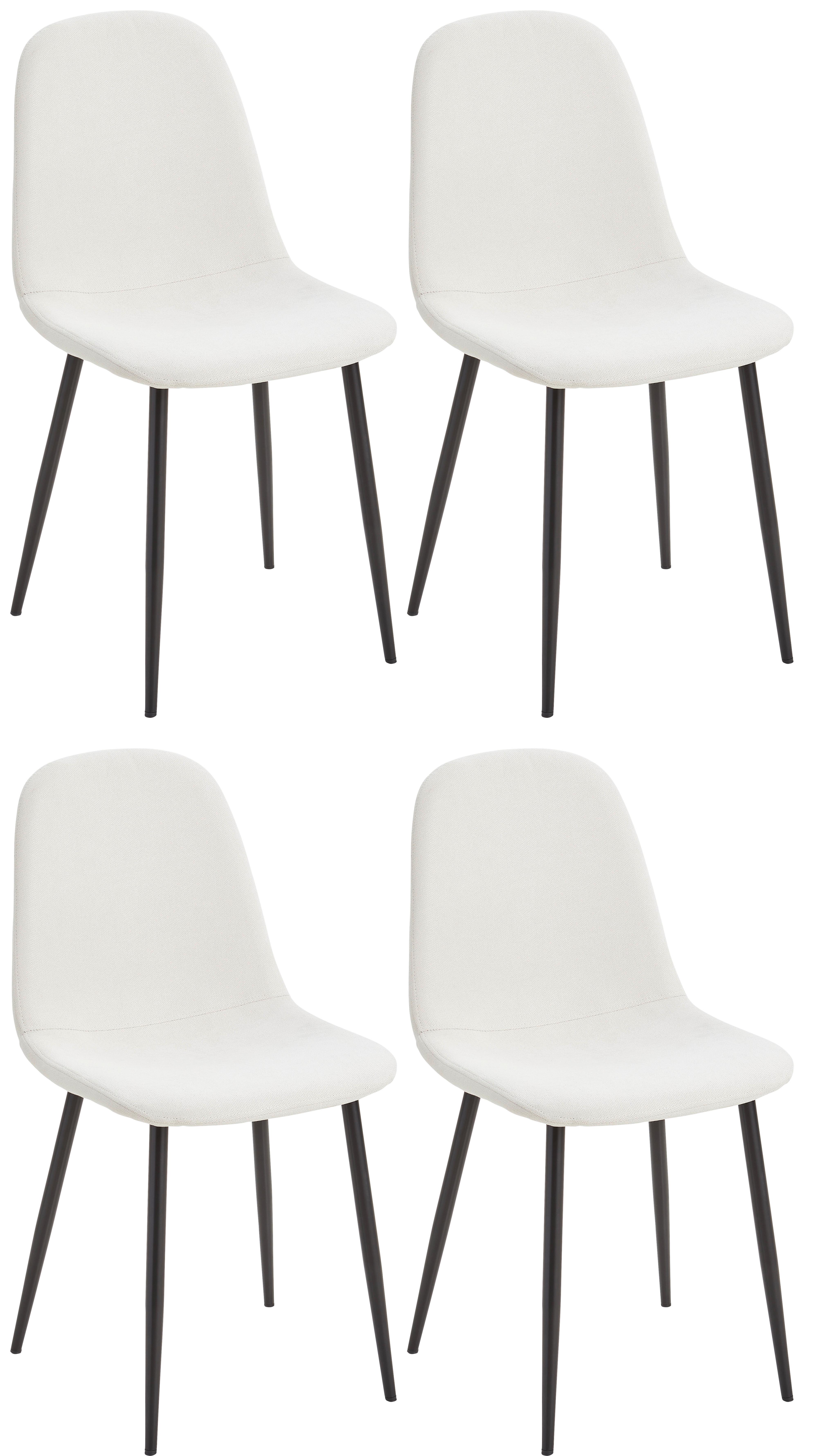 Stuhl Lola Bezug: Mikrofaser Creme 4er-Set - Creme/Schwarz, Basics, Textil/Metall (43/85/54cm) - P & B