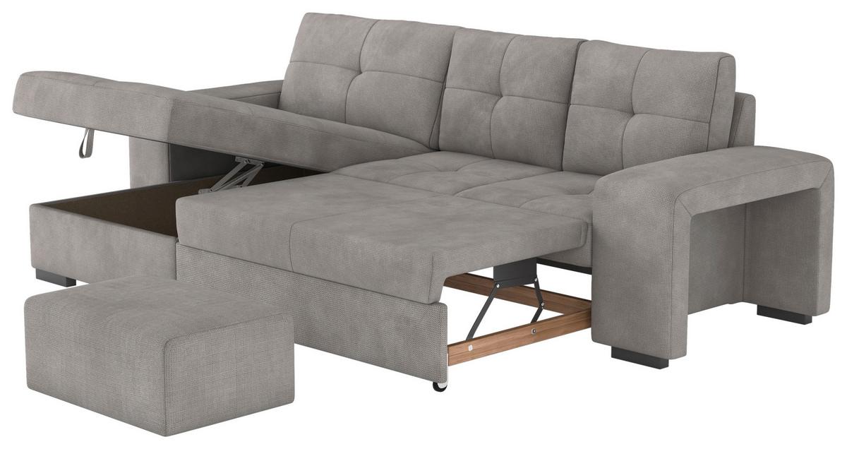 Eckschlafsofa Mattina, Grau S: 156x268 Cm - Schwarz/Grau, MODERN, Textil (156/268cm) - MID.YOU