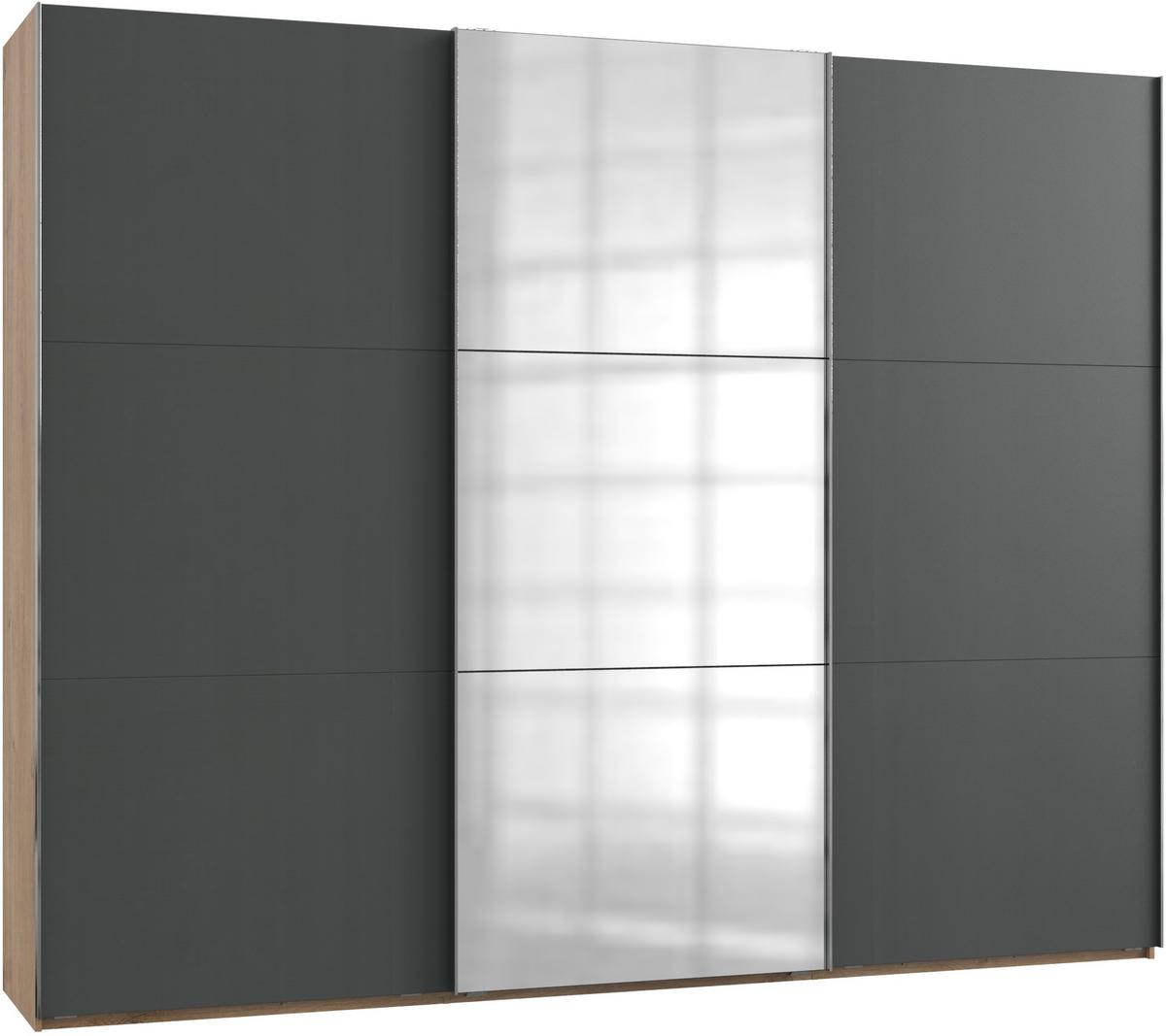 Schwebetürenschrank 300cm Level, Graphit/eiche Dekor - Eichefarben/Graphitfarben, MODERN, Holzwerkstoff (300/236/65cm) - MID.YOU