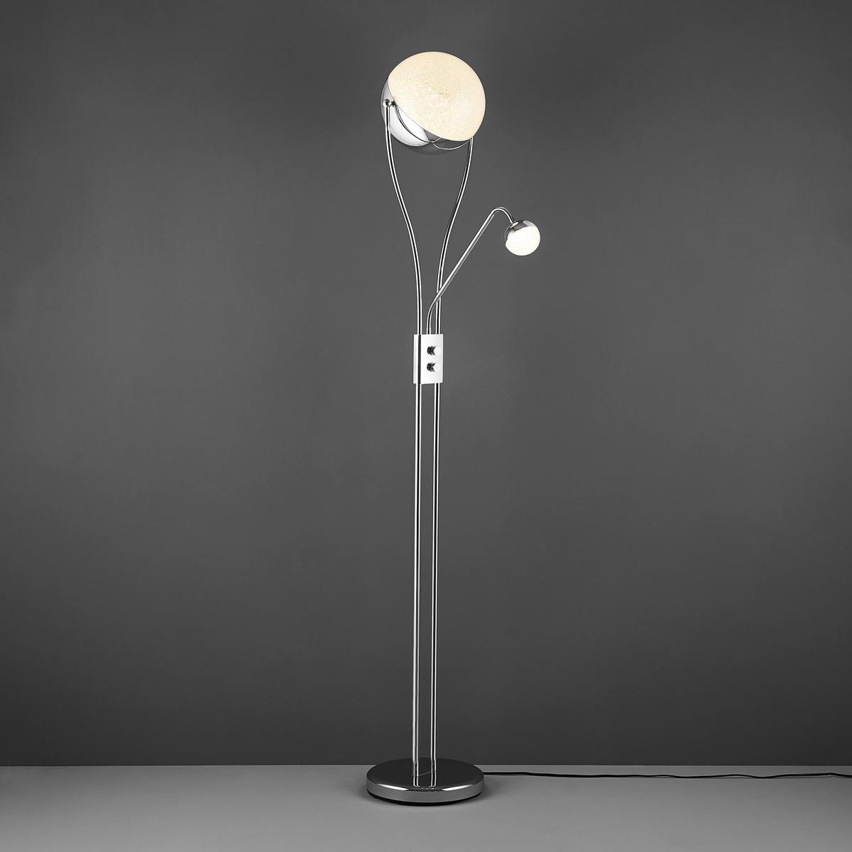 Stehlampe Chris Chromfarben Mit Leselampe - Chromfarben, Design, Kunststoff/Metall (30/180cm) - Trio Leuchten