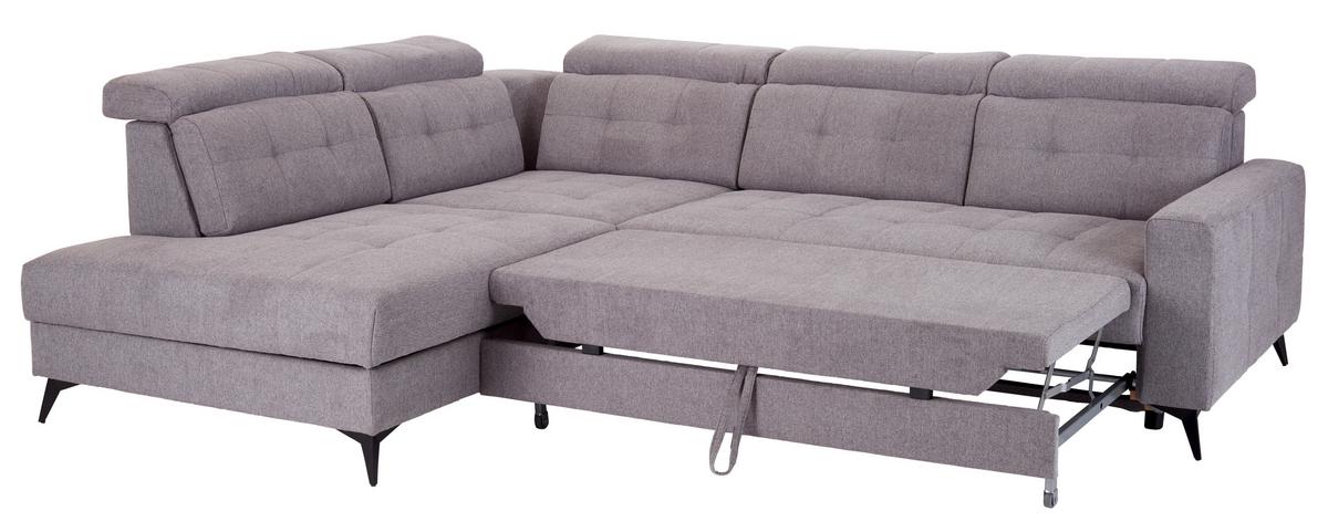 Ecksofa Mit Bettfunktion Barletta Grau - Schwarz/Grau, MODERN, Textil (228/289cm) - Luca Bessoni