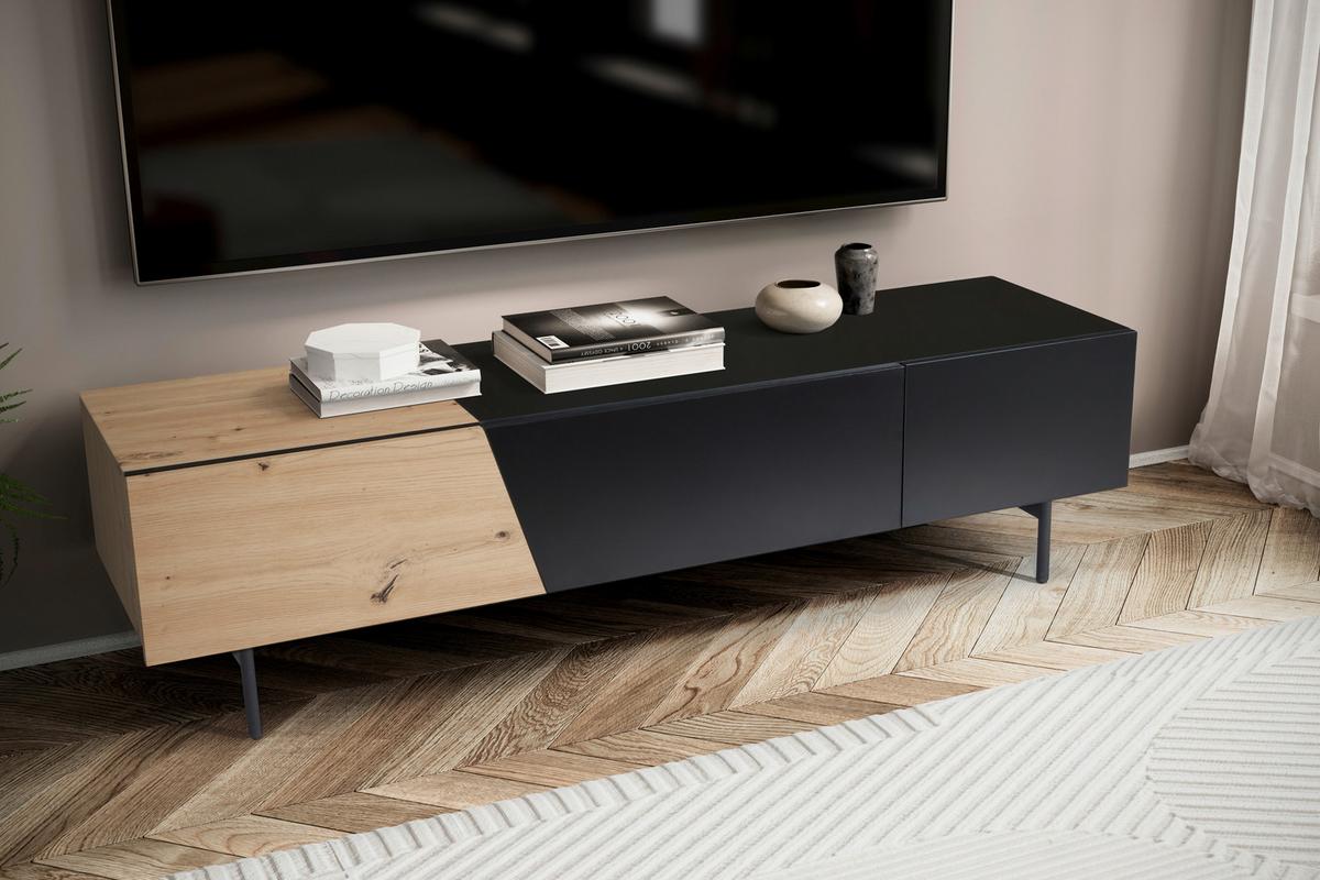 Lowboard Wl6.815 - Eichefarben/Schwarz, Design, Holzwerkstoff (150/40/40cm) - Livetastic