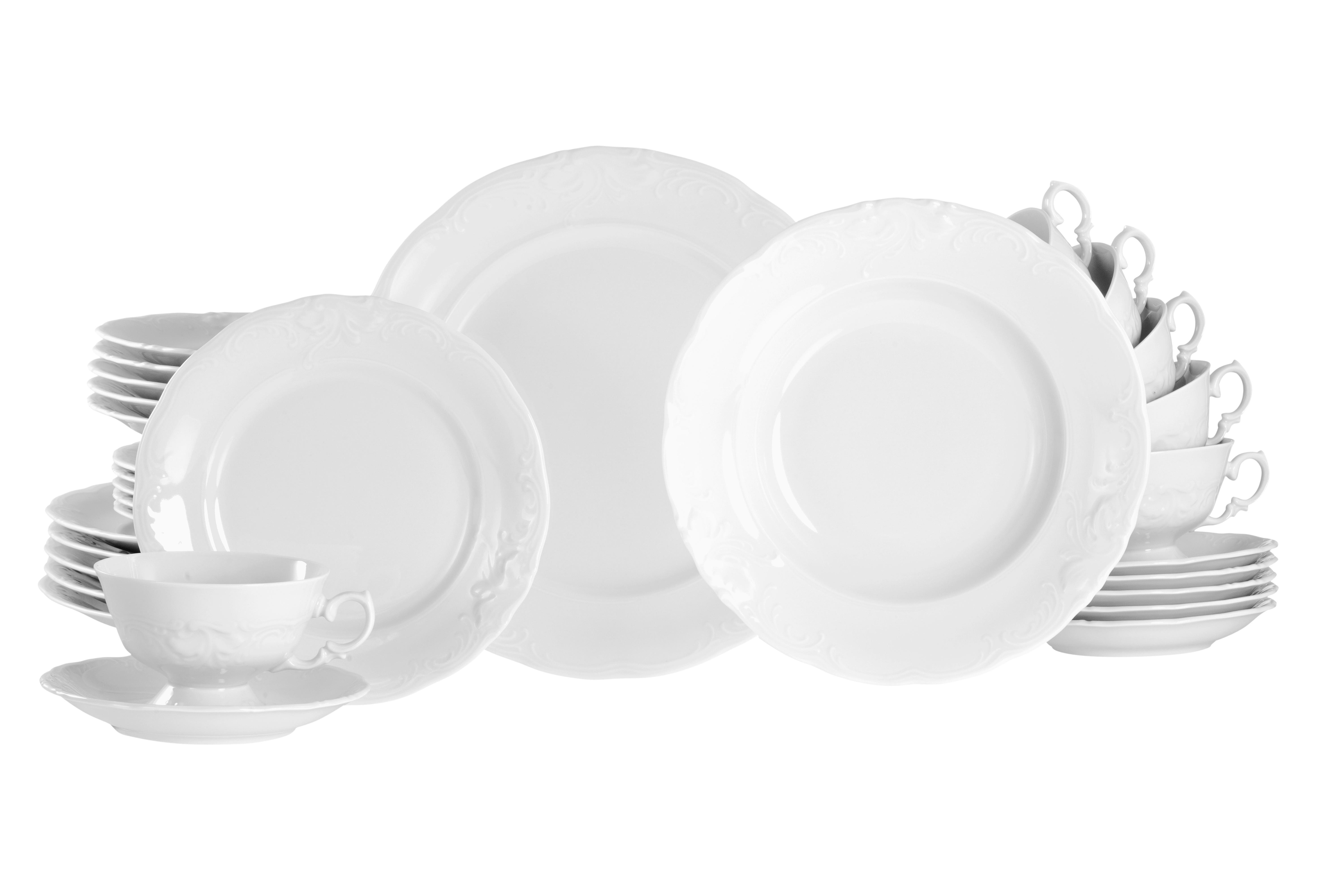 Kombiservice Frederike Weiss Porzellan, 6 Pers., 30-teilig - Weiß, Basics, Keramik - Creatable